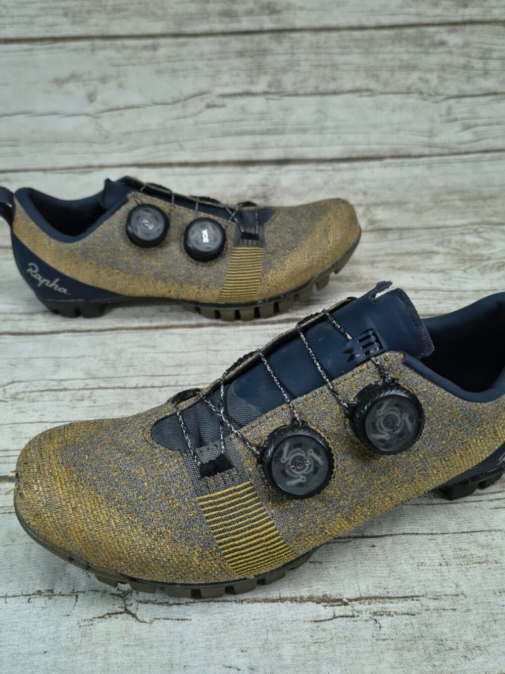 Rapha Explore Powerweave Gravel Cycling Shoes EU 38 US 5.75 Dual BOA Yellow Gray